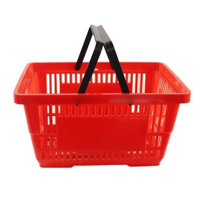 China Large Simplicity Supermarket Plastic Carry Fruit Vegetable Shopping Hands Basket for sale