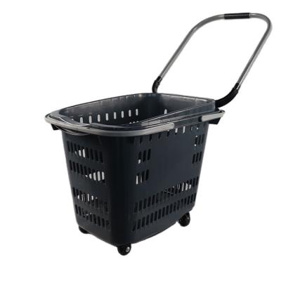 China Simplicity New Arrival Folding Plastic Shopping Basket Simplicity Trolley Firmly With Handles for sale