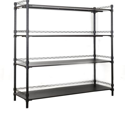 China Suitable Steel And Wood Outdoor Storage Shelving And Flat Net Structure Household Finishing for sale