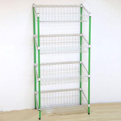 China Single Sided Plastic Crates Kitchen Storage Basket Rack Stainless Steel Multi Function Shelf for sale