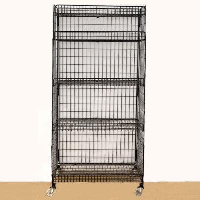 China Suitable For Supermarket 5 Tier Metal Wire Storage Floding Free Standing Outdoors Hot Selling Shelves for sale