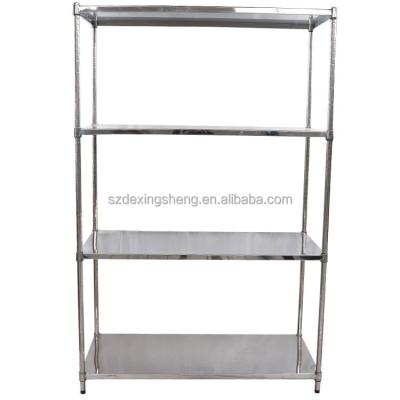 China Suitable for Outdoor New Product Metal 4 Tier Grocery Stainless Steel Storage Shelf Rack Firmly for sale