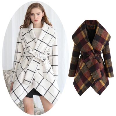 China Viable Women's Luxury Outfits Wool Blend Coat Turn Down Shawl Collar Overcoat Belted Clothing Designer Coats Long Jacket for sale