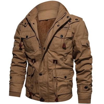 China Windproof Mens Jackets Cotton Hooded Coat Thick Mountain Clothes Snow Clothing Warm Fleece Striped Hoodie Army Cargo Jacket for sale