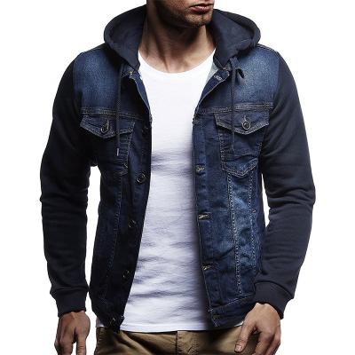 China Viable Mens Biker Denim Jackets Winter Stylish Clothes Hooded Bomber Coat Knit Sweater Hoodie Trucker Jeans Jacket for sale