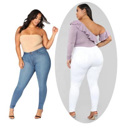 China Viable Plus Size Womens 5XL Jeans Skinny Denim Pants White Tapered Jeans for sale