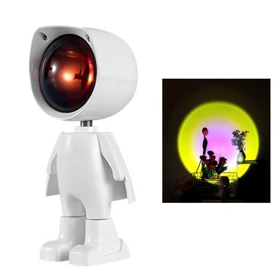 China Modern Led Romantic Halo Rechargeable Atmosphere Robot Rainbow Sunset Projector Light Sunset Lamp Robot for sale