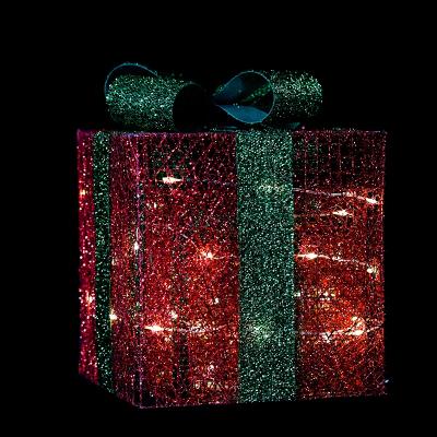 China Holiday Decoration Christmas PVC Mesh Cover Gift Box Pattern Light Always For Outdoor And Indoor Use for sale