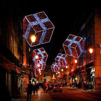 China Super Bright Garden Festival Decoration 3d Gift Box Christmas Decoration Led Pattern Street Light for sale