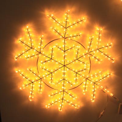 China Modern Decoration 220-240V Warm White Christmas New Year Pattern 13mm PVC Rope Wall Hanging 2D Led Snowflake Lights for sale