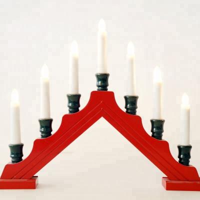 China Regular On/Flash/Timer 7LED Christmas Candle Battery Powered Customizable Wooden Bridge Light for sale