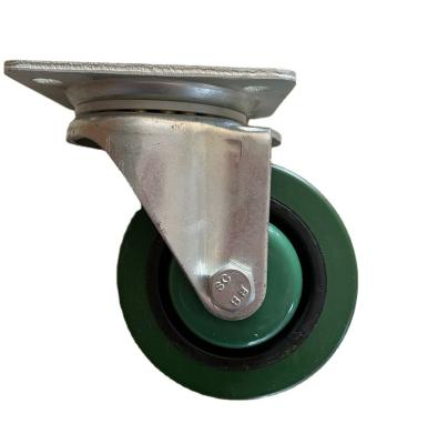 China Rigid 80mm, 100mm, 125mm European Green Blue Elastic Rubber Caster Wheel for sale