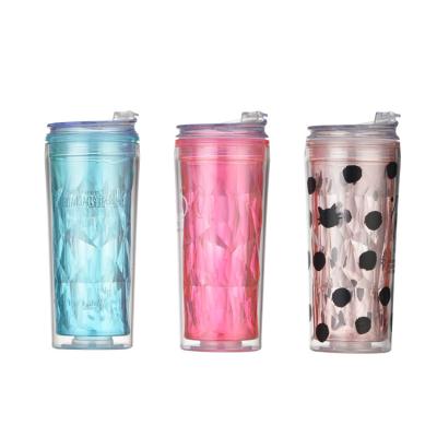 China Hot Sale BPA free16oz Travel Mug Tumbler Double Wall Viable Plastic Mug Gift for sale