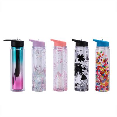 China 550ml Sustainable Gel Cold Water Bottle Double Wall Sports Drink Water Bottle BPA Free for sale