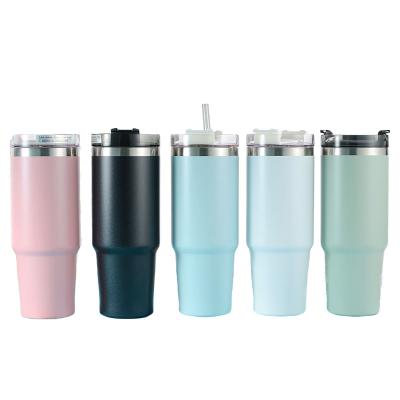 China Sustainable 30 oz 30oz Yetys Wholesale Powder Coated Stainless Steel Coffee Tumbler Cups With Lids And Straws for sale