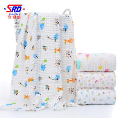 China Logo New Custom Made Safe For Kids 6 Layers Muslin Cotton Gauze Bath Towel Washcloth Baby Pure Crochet Towel for sale