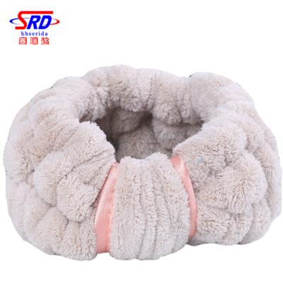 China Coral Fleece Facial Makeup Bow Turban Quick Dry Bowknot Turban Headband Spa Cosmetic Headband For Face Bow Wash Headbands for sale