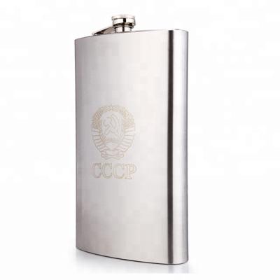 China Who respects the environment; CCCP Stocked Laser Engraved Stainless Steel Hip 64oz Flask for sale