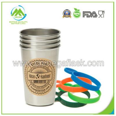 China Klean Kanteen Disposable Stainless Steel Pint Cup with 4 Multicolor Silicone Pint Cup Rings for sale