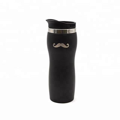 China Sustainable Mustache 450ml Stainless Steel Mugs With Rubber Liner for sale