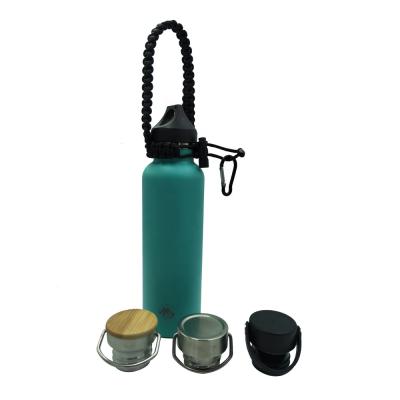 China Hot-selling Amazon Stainless Steel 350ML-1000ML Double Wall Sustainable Thermos Vacuum Flask With Paracord Handle for sale