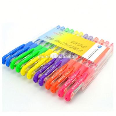 China Glitter office and school promotion stationery set include glitter/metallic and fluorescent color gel ink pen with PVC packing for sale