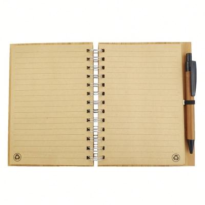 China office & School Pen Natural Genuine Spiral Bamboo Notebook with Pen for sale