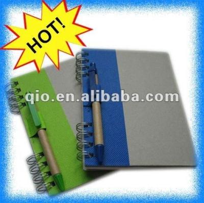 China Eco Recycled Spiral Notebook with Spike Ball Pen for sale