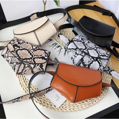 China 2021 Water Proof Fashion Serpentine Leather Girl Pussy Pack Mini Cross Shoulder - Body Waist Purses Belt Bag For Women for sale