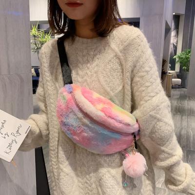 China None Fashion Fall Plush Women Candy Color Ladies Pussy Pack Chest Bag Winter Waist Purse For Women for sale