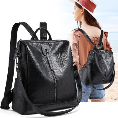 China 2021 high quality fashion vegan anti thief backpack bag women PU ladies leather shoulder bag Korean custom for sale