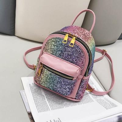 China Fashion New Arrival Factory Wholesale Shiny Sequin Colorful Girls Backpack Student Fashion PU Leather Backpack Women for sale