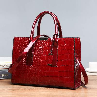 China High Quality Fashion Solid Color Crocodile Lacquer Luxury Tote Bags Square Hard Women's Handbag For Women for sale