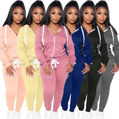 China Popular Anti-Pilling Outfits Women's Boutique Jogging Sweatsuit Sweatpants And Hoodie Two Piece Set for sale