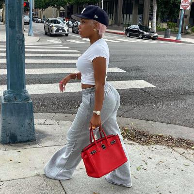 China New Product Breathable Casual Style Women's Casual Sport Loose Leg Track Pants And Wide Leg Pants Drop Bottom for sale