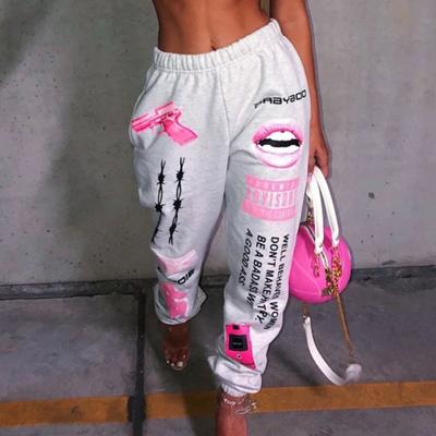 China Best Selling Anti-Wrinkle Pants Women's High Waist Casual Street Print Loose Sweat Harem Pants for sale