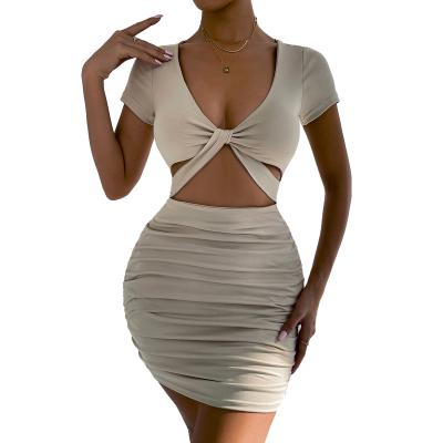 China Summer breathable sexy dress TOB v neck sexy dresses for women 2022 show size sexy girls in tight dresses 21973 for sale