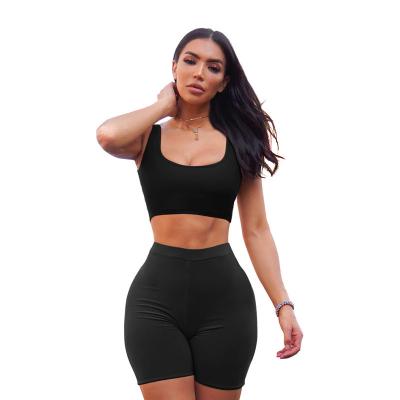 China Women's Bodycon Plus Size TOB Sexy Tank Crop Top Shorts Sets Club 2 Piece Outfits for sale