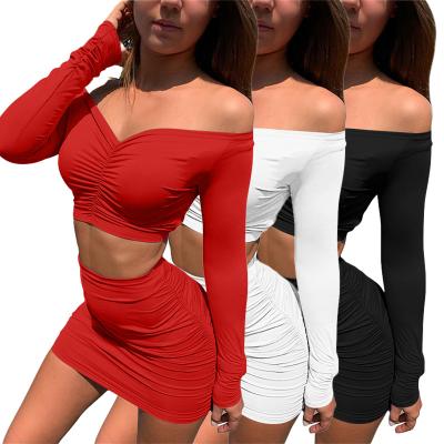 China TOB Women's Breathable Dresses With Bodycon Buttocks V-Neck Long Sleeve Plus Size Lady 2 Piece Casual Dress AM486 for sale