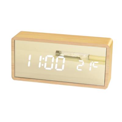 China Calendars Wholesale Engrave Wooden Clock Led Wooden Clock Alarm Clock Digital Wood with Temperature and Date for sale