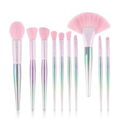 China 10pcs/set Rainbow Makeup Brush Set Makeup Brushes Luxury Bling Crystal Make Up Brush Set for sale