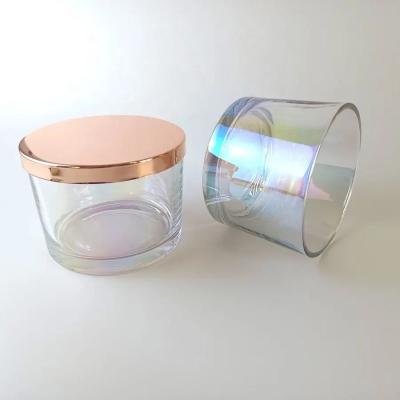 China Wholesale Fashion Glass Candle Jars 140ml 530ml 730ml Home Decoration Glass Candle Holders With Wooden Lid for sale