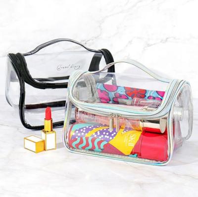 China Fashion Factory Hot Sale Customized Waterproof PVC Zipper Recycled Travel Used Clear Cosmetic Bag for sale