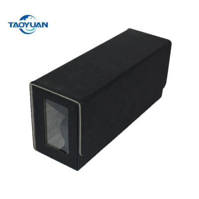 China Guangdong TAOYUAN Large Capacity Leather Storage Cards Magnet Switch Card Storage Visible Platform Box With Belt for sale