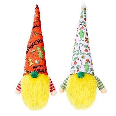 China Green Hairy Monster Grinch Doll Gnome Grinch Ornaments Christmas Decoration 2021 Faceless Christmas Decoration Doll Christmas Decoration Supply Chart for sale