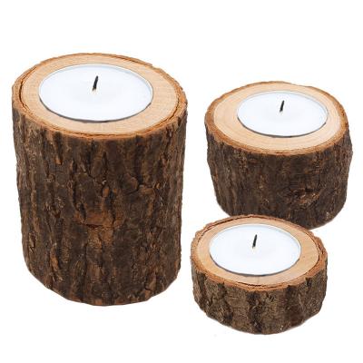 China Eid Mubarak Party Home Decor Valentine's Day Home Decorations Wooden Crafts Ornaments Creative Bark Stake Candle Holder for sale