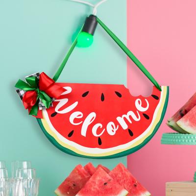 China 2021 New Arrival DIY Summer Watermelon Wooden Sign Decor Home Welcome Sign Welcome Sign for Front Door for sale