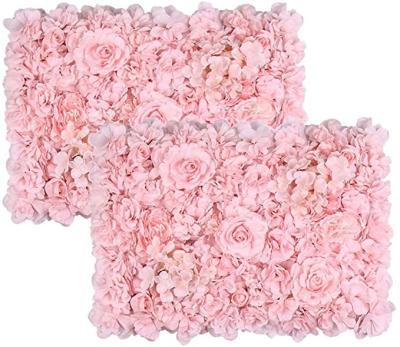 China Wedding Artificial Plant 40x60cm Silk Flower Wall Panel Backdrop Rose Flowers Wall For Wedding Decroation for sale