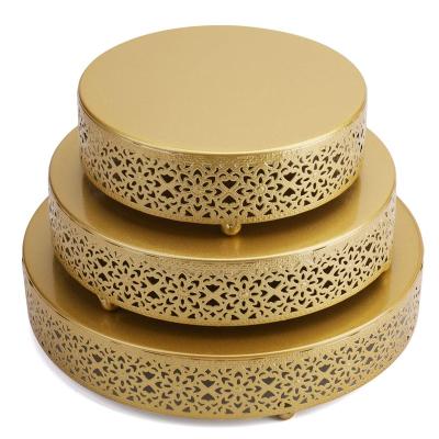 China Wedding Decoration 3 Pcs/Set Hot Selling Modern European Amazon Wedding Party Decoration Cake Stand Sets Dessert Gold Cake Decorative Stand for sale