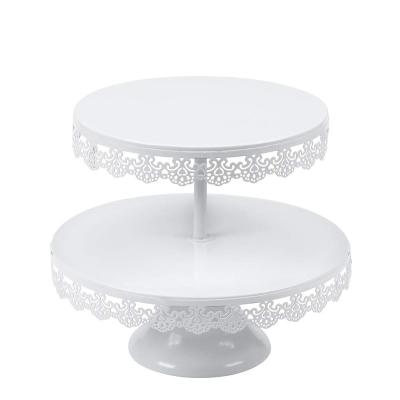 China White Round Cake Stand Wedding Birthday Party Decoration 2 Tier Dessert Display Rack Metal Cake Stand for sale